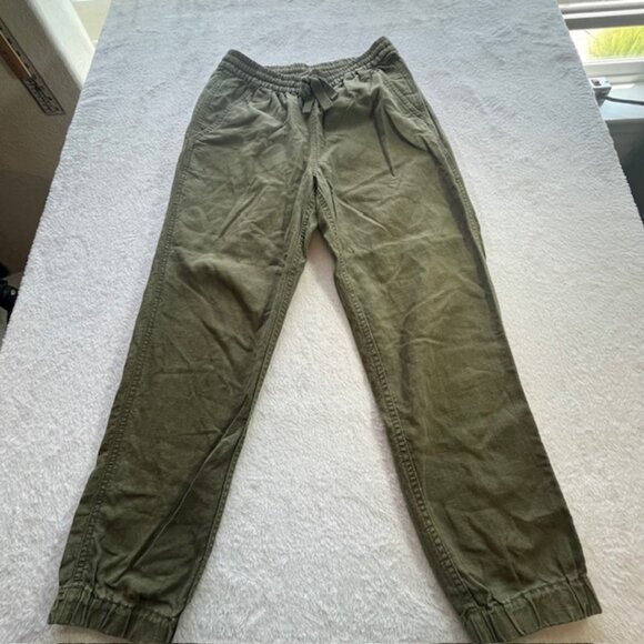 J. Crew Point Sur Army Green Linen Blend Pull On Jogger Pants- Size 00 - Picture 5 of 11